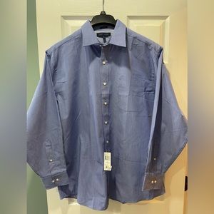 NWT Tommy Hilfiger Men’s XL (17 34/35) Button Up Long Sleeve Striped Shirt Blue